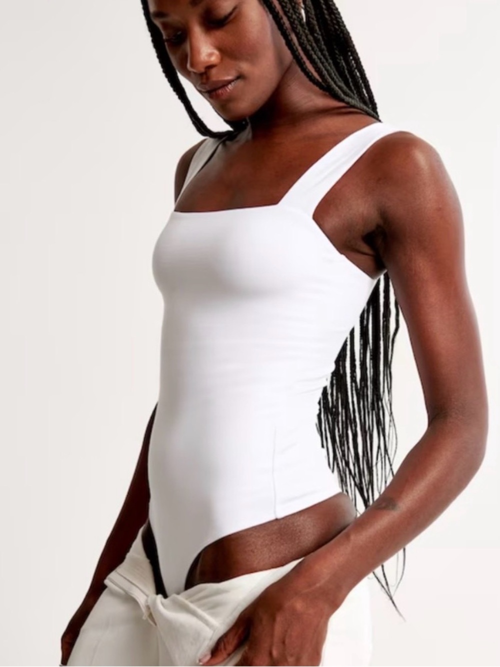 Abercrombie & Fitch White Square-Neck Bodysuit